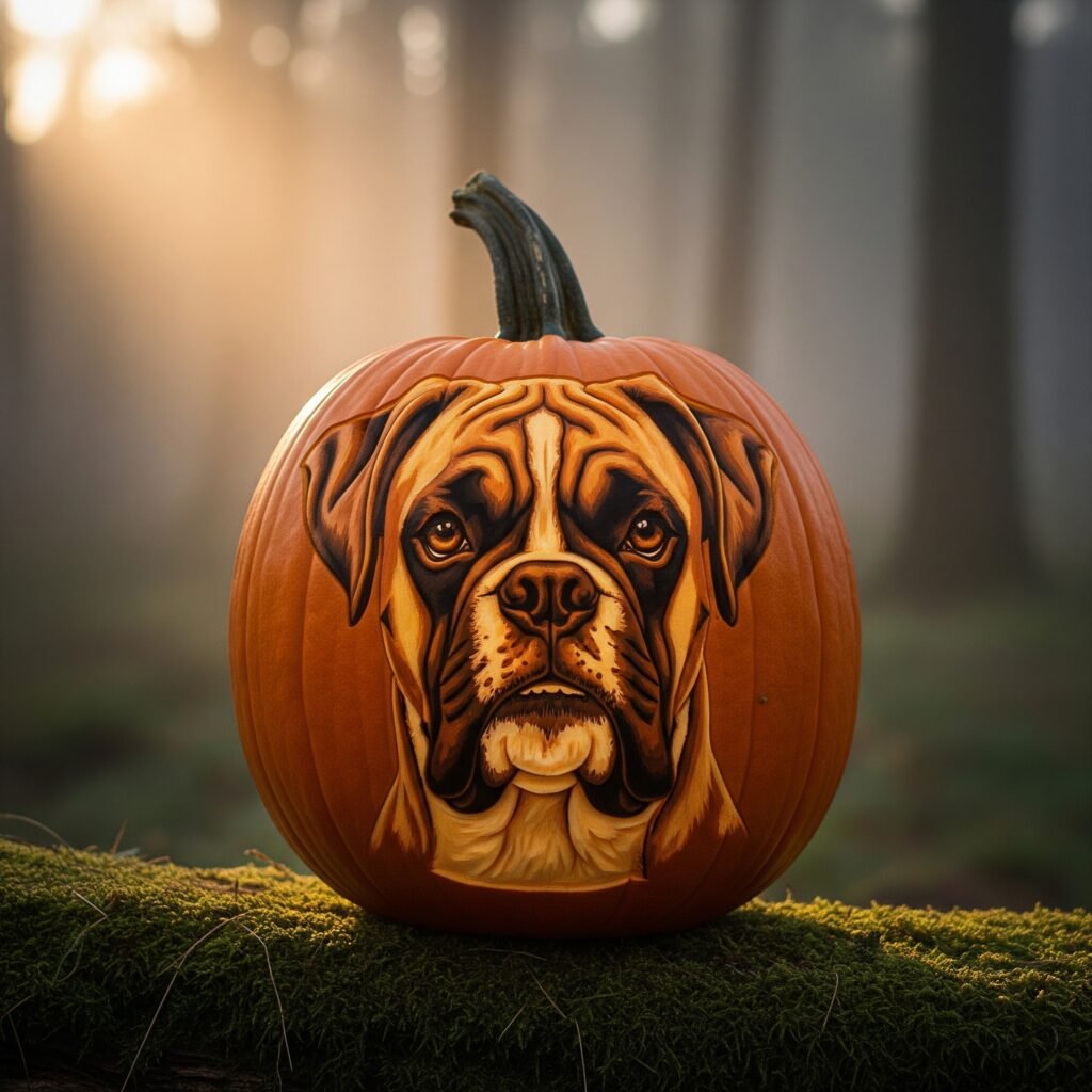 dog carving pumpkin