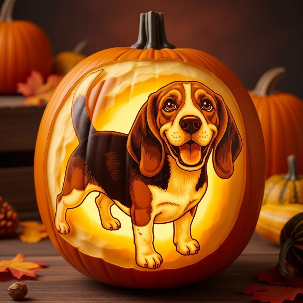 dog carving pumpkin