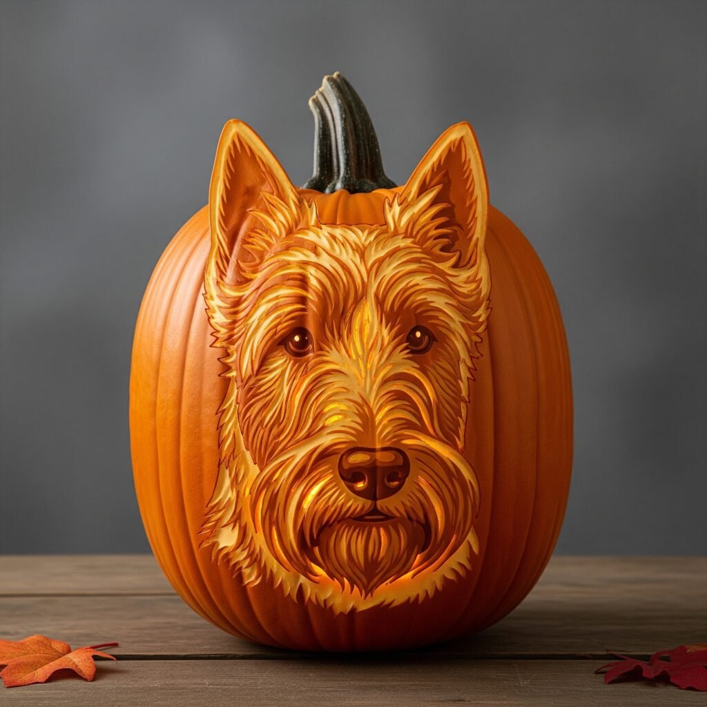 dog carving pumpkin