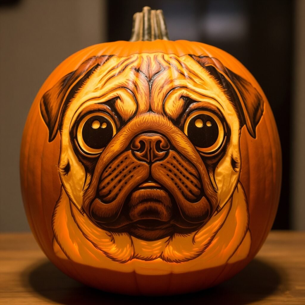 dog carving pumpkin