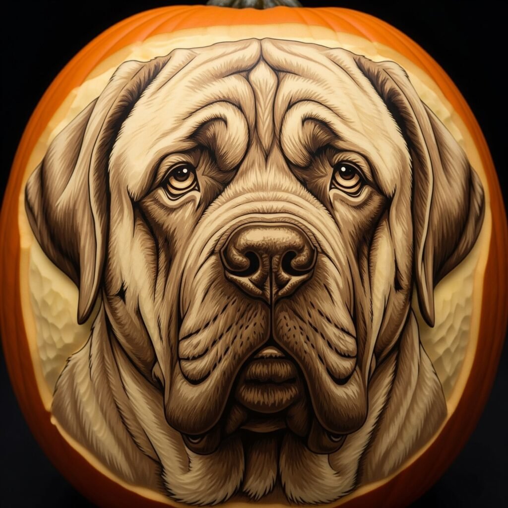 dog carving pumpkin