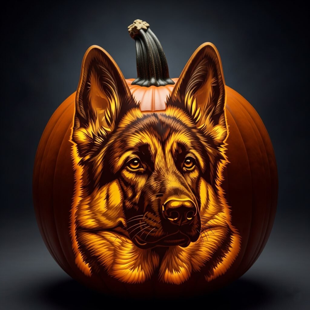 dog carving pumpkin