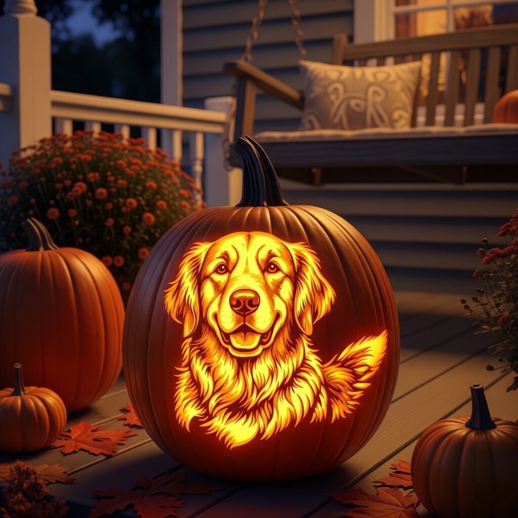 dog carving pumpkin