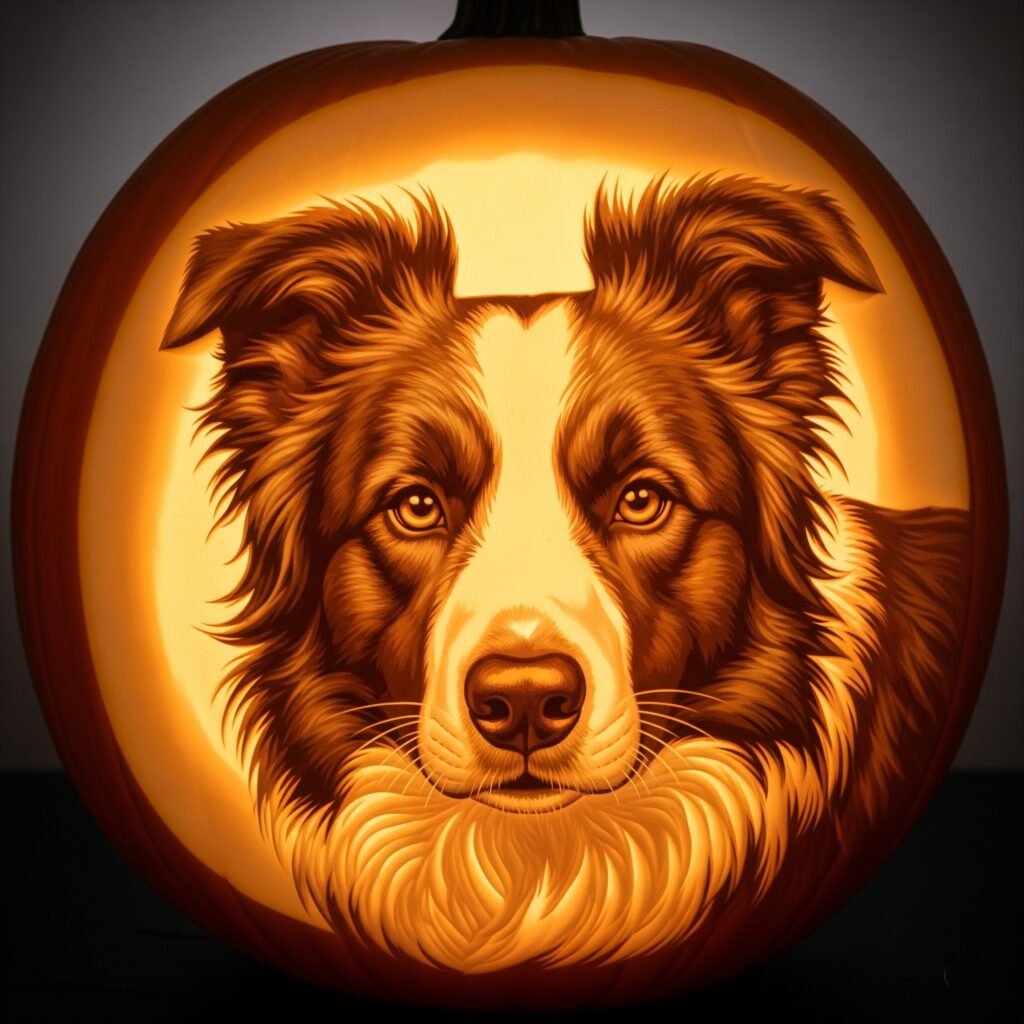 dog carving pumpkin