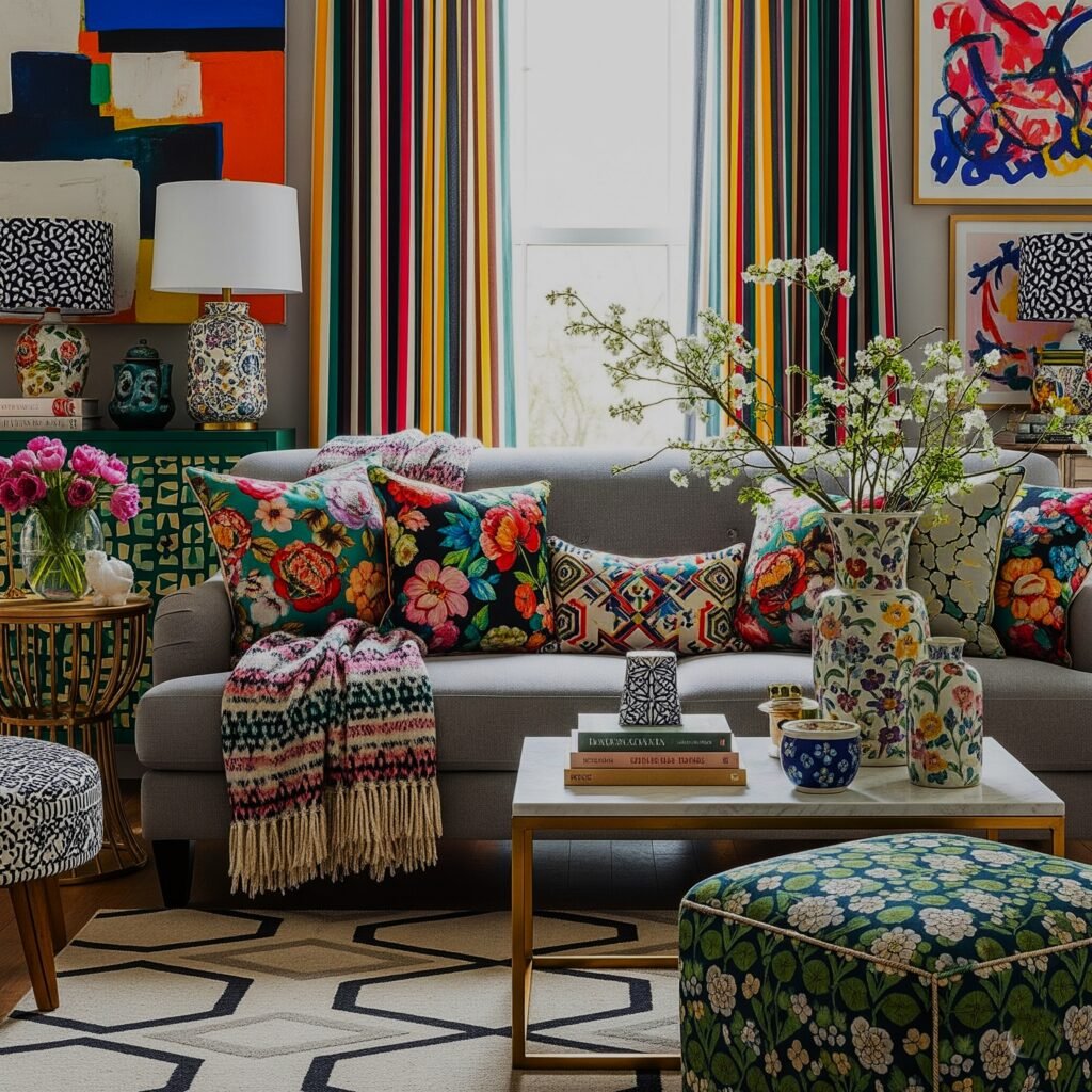 The Pattern Party Paradises - Space Ideas World Lounge ideas with grey sofa