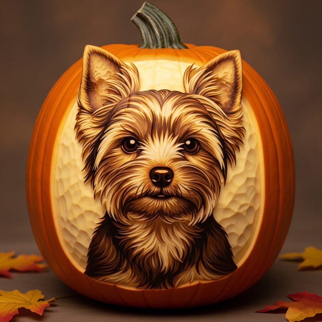 dog carving pumpkin