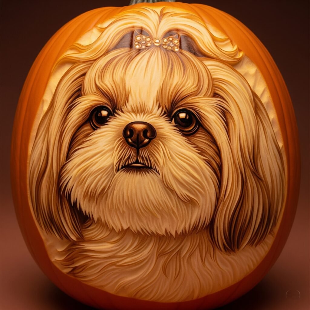dog carving pumpkin