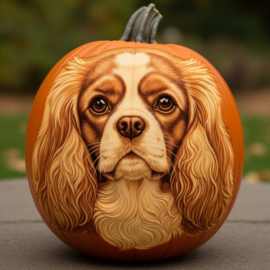 dog carving pumpkin
