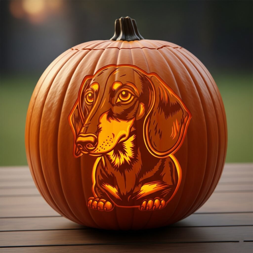 dog carving pumpkin
