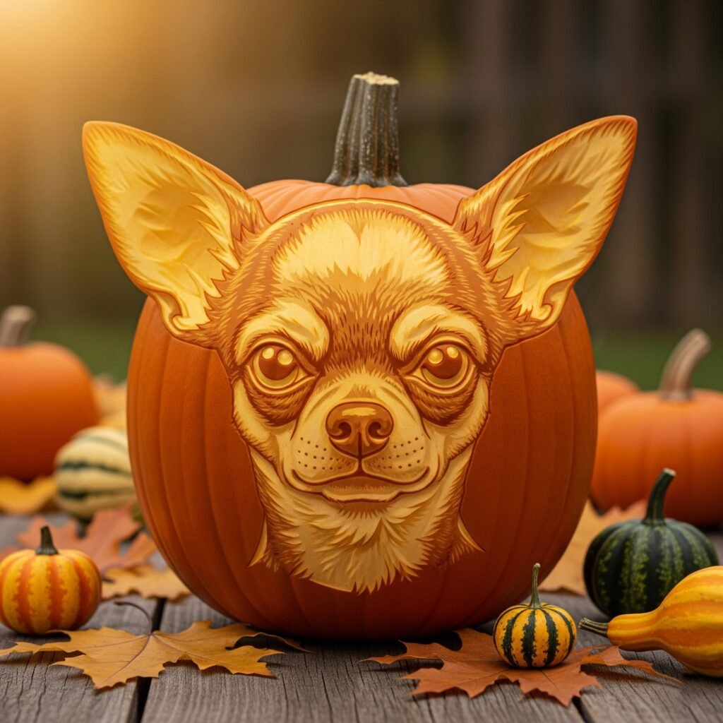 dog carving pumpkin