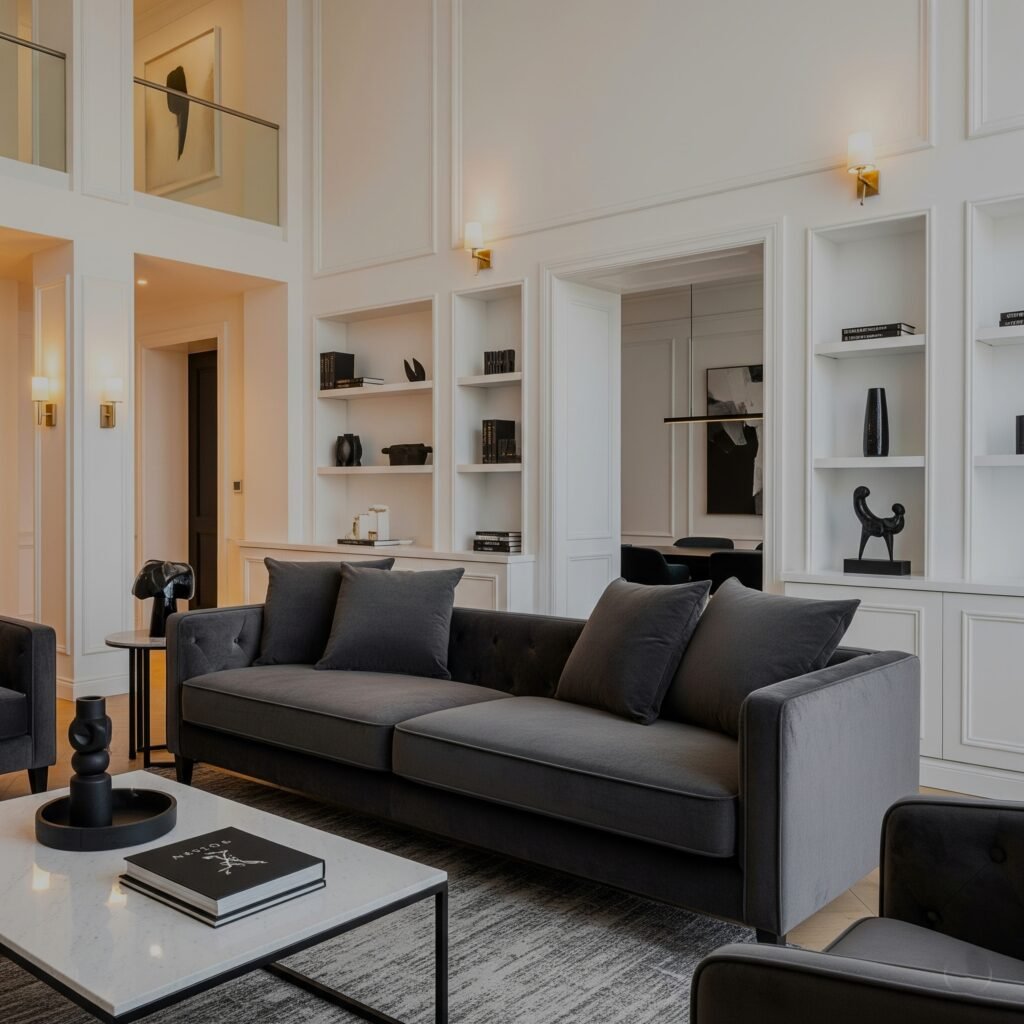 Timeless Grey and White - Space Ideas World Grey Couch Living Room Ideas