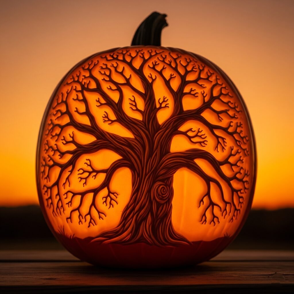 Tree Silhouette - Space Ideas World Carving Halloween Pumpkin Ideas