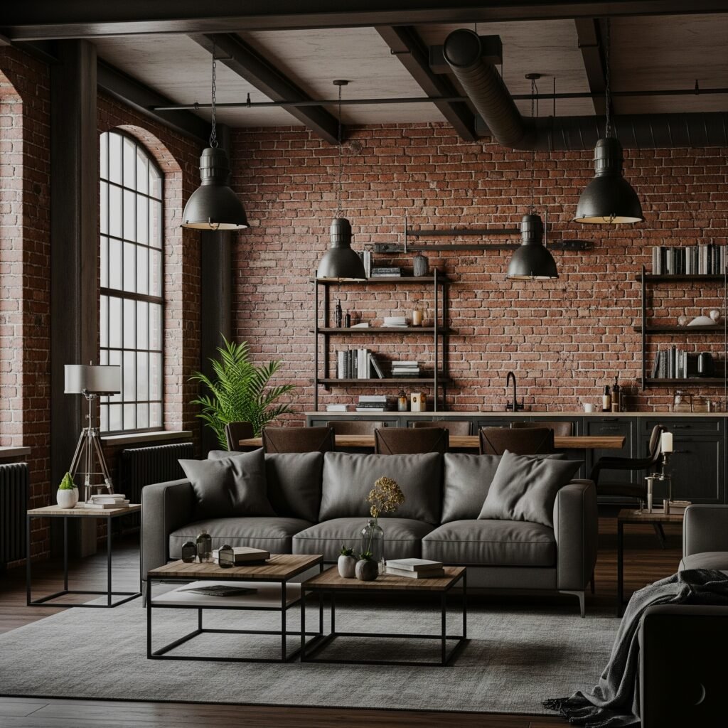 Urban Loft Industrial - Space Ideas World Grey Couch Living Room Ideas