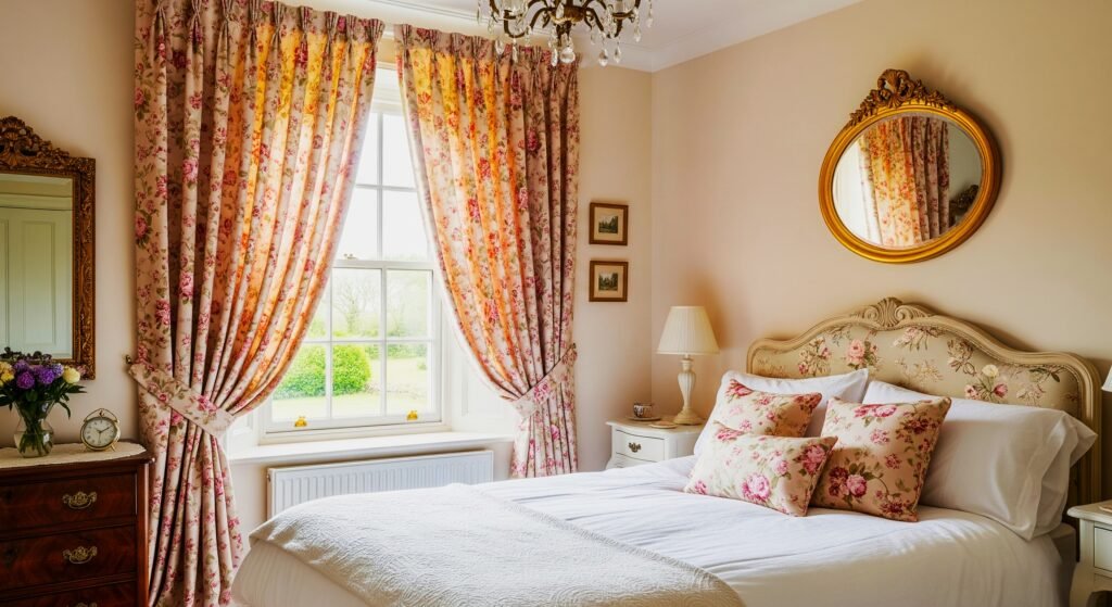Vintage Floral Charm - Space Ideas World Bedroom Drapery ideas