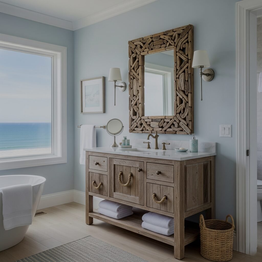 Weathered Wood Accents - Space Ideas World Bathroom Themes Ideas