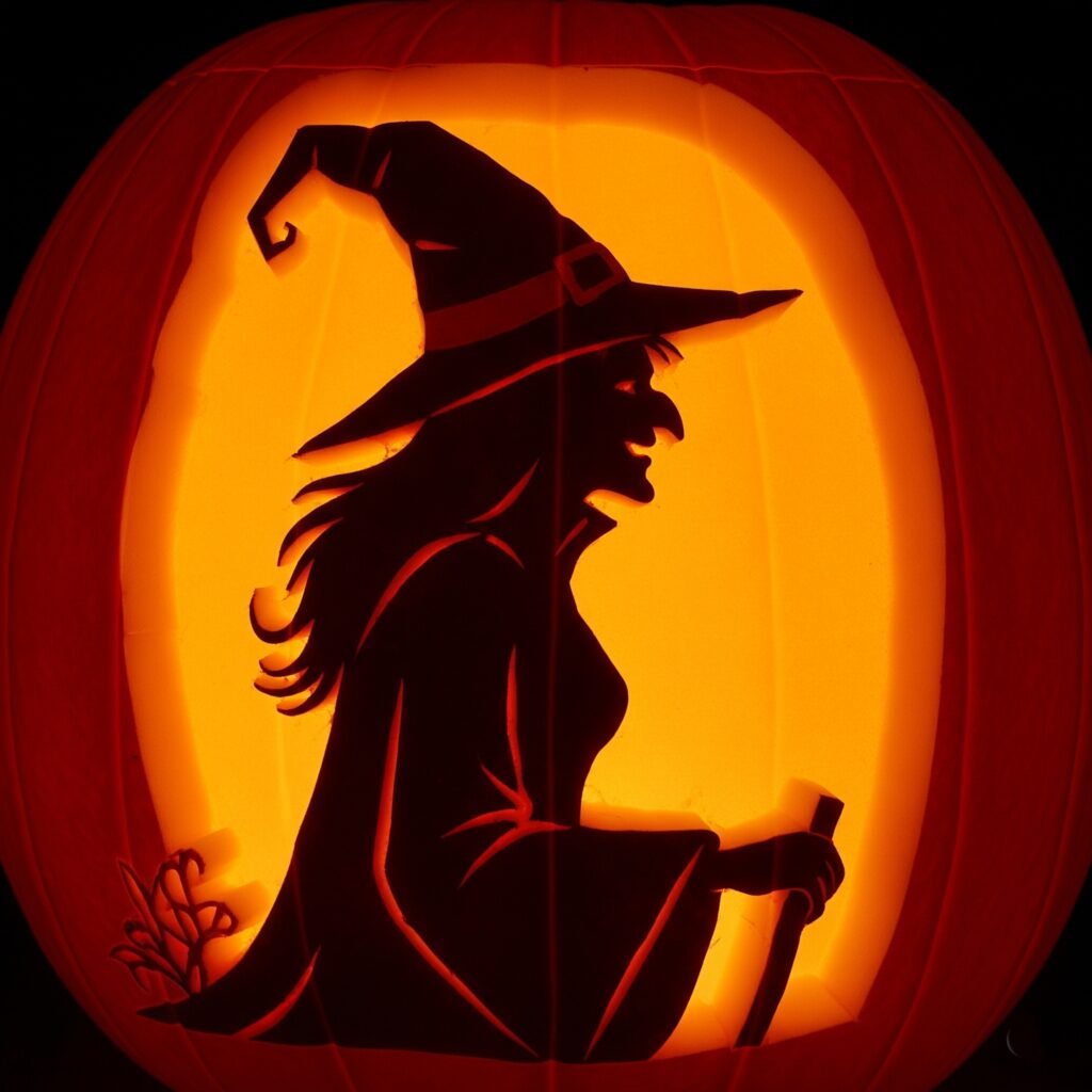 Witch Silhouette - Space Ideas World Carving Halloween Pumpkin Ideas