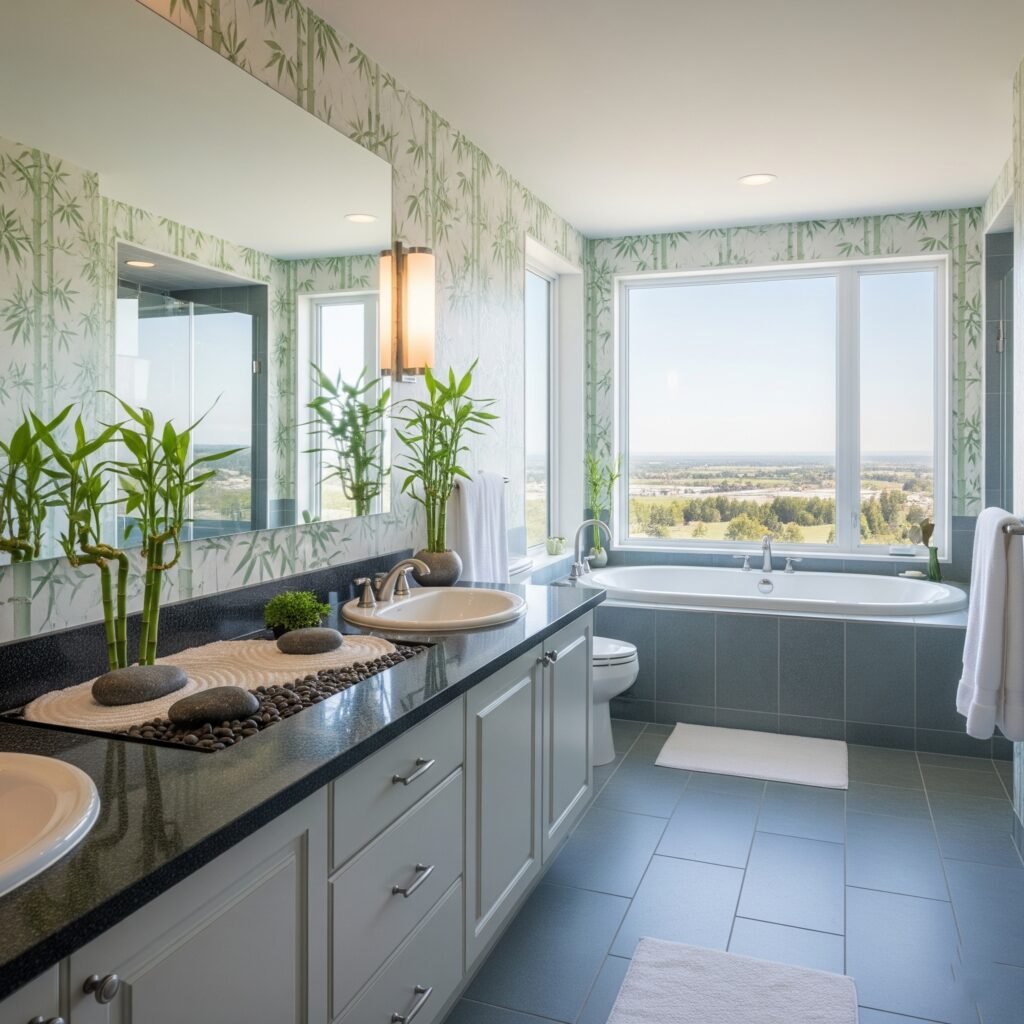 Zen Garden Influences - Space Ideas World Bathroom Themes Ideas