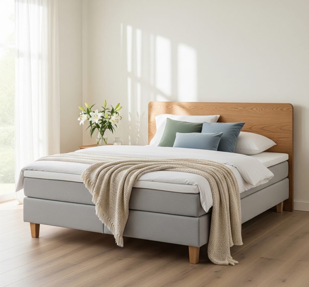 box1 - Space Ideas World Boxspring Bed with Simple Headboard