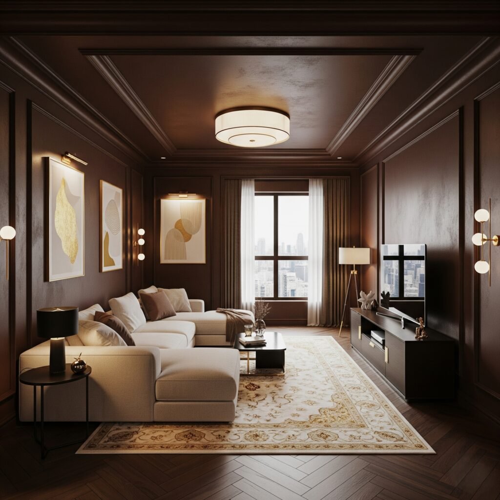Rich Chocolate Brown - Space Ideas World Living Room Color Schemes