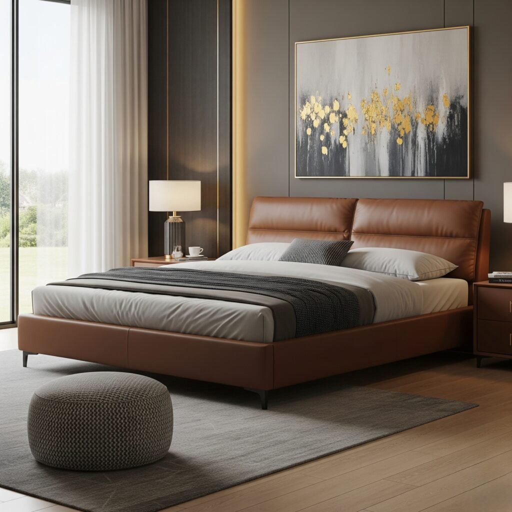 leather - Space Ideas World Leather Bed with Clean Lines
