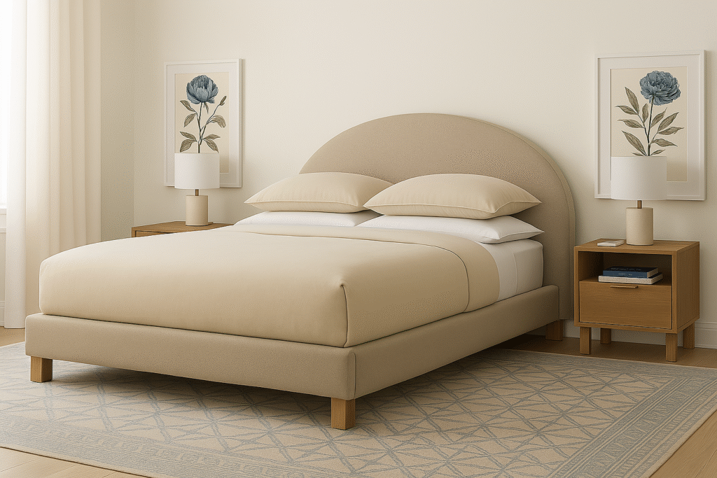 new - Space Ideas World Sleigh Bed with Curved Headboard