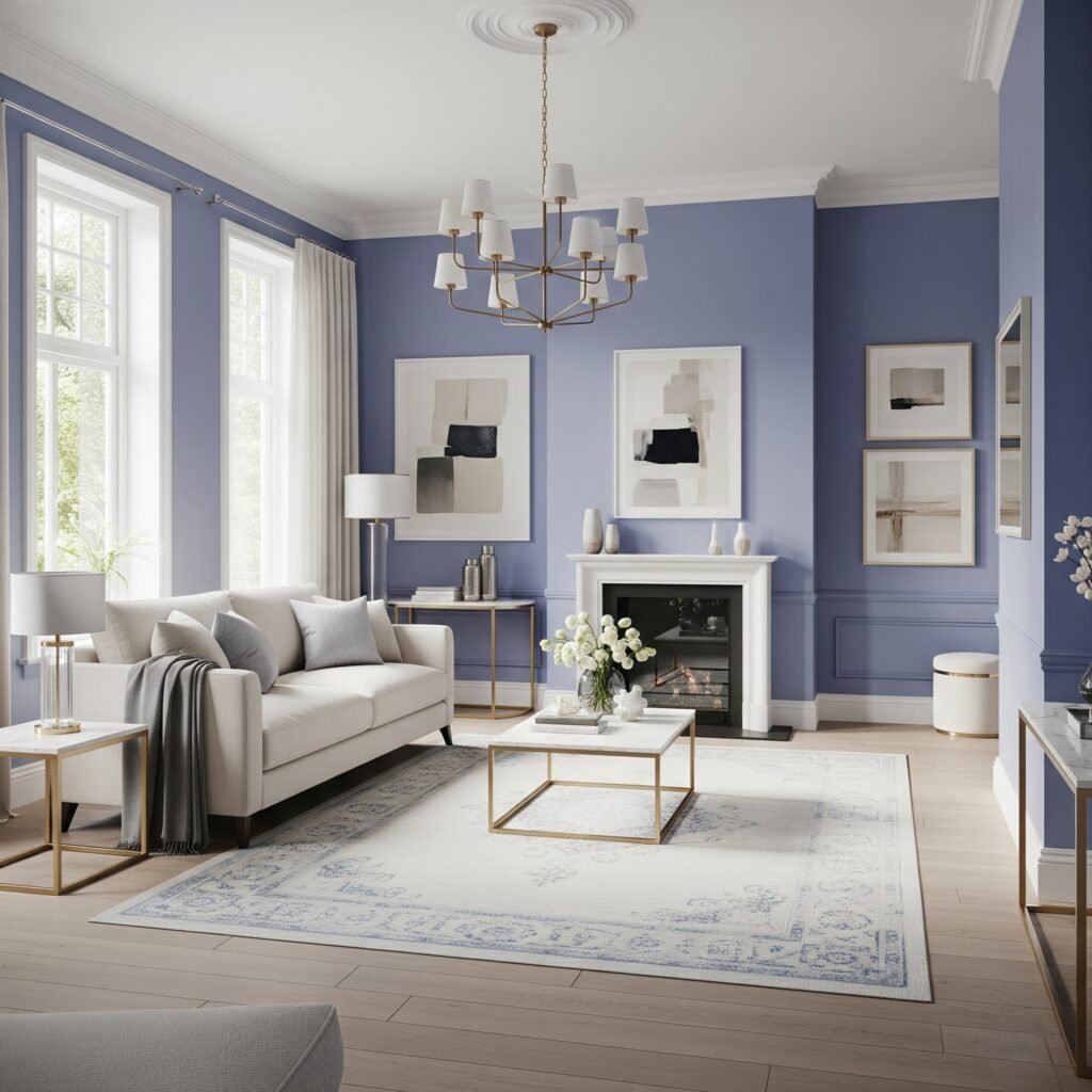 Periwinkle and Cream Calm - Space Ideas World Living Room Color Schemes
