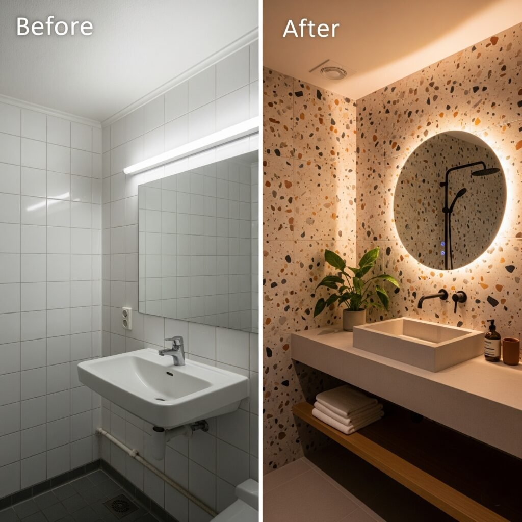 Bathroom remodel terrazzo pattern - Space Ideas World bathroom remodel