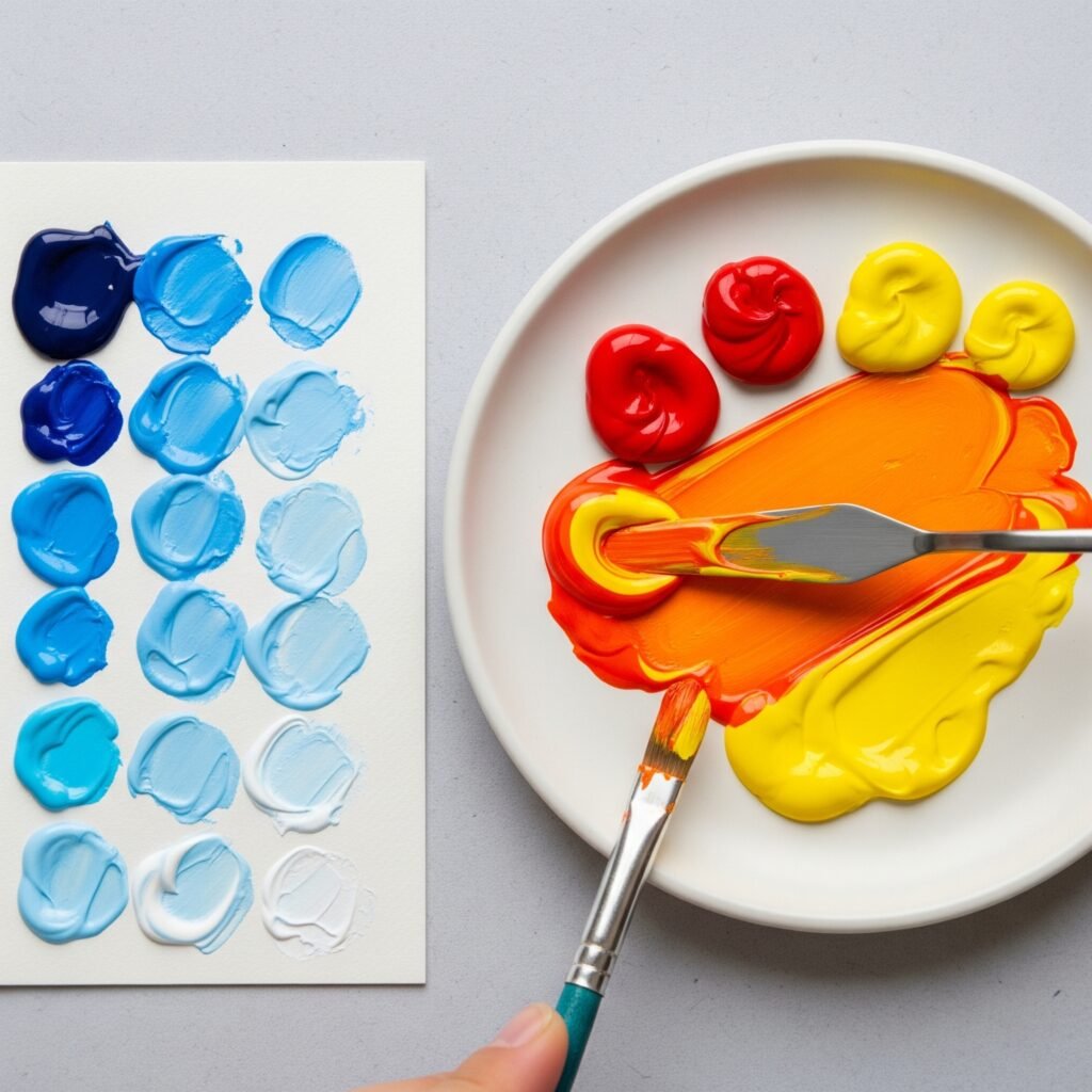 Color mixing demonstration - Space Ideas World gouache painting