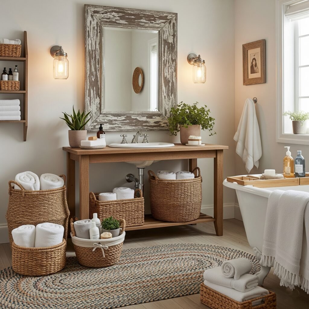 Farmhouse bathroom accessories - Space Ideas World Bathroom Redo Ideas