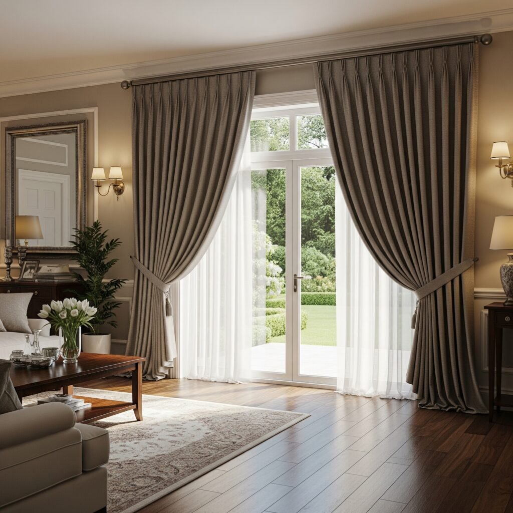 Elegant Drapery Installation - Space Ideas World sliding glass door treatments