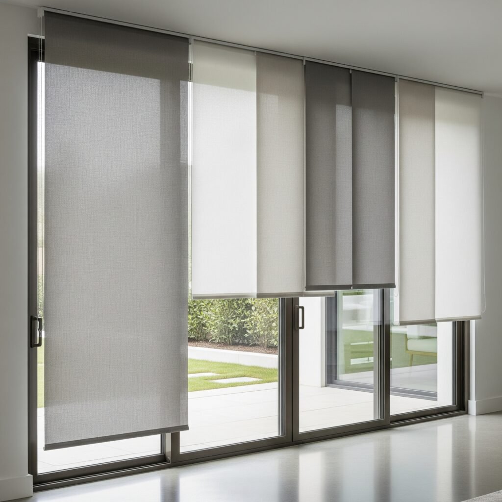 Contemporary Panel Track Blinds - Space Ideas World sliding glass door treatments