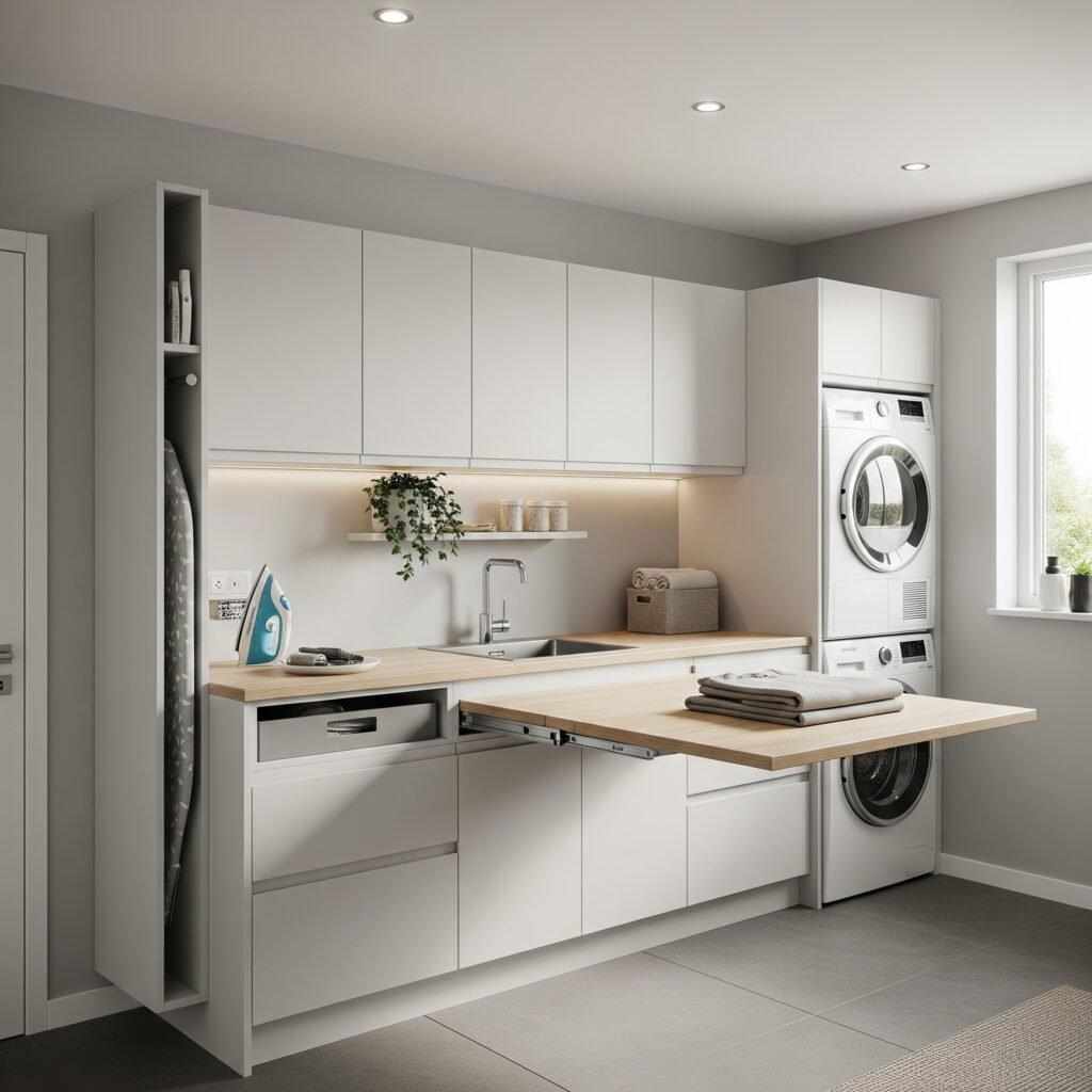Base cabinet installation with countertop - Space Ideas World laundry room cabinet ideas