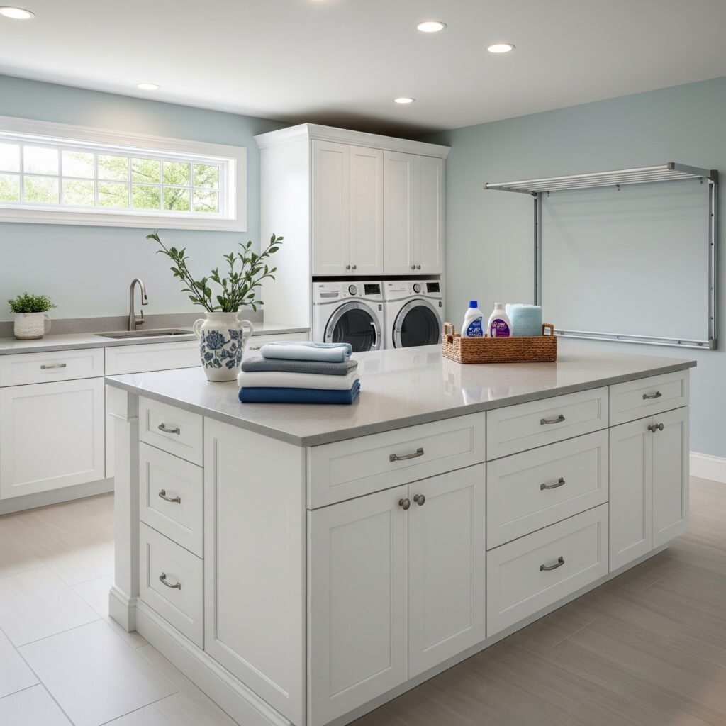 Multi-Functional Laundry Island - Space Ideas World laundry room cabinet ideas