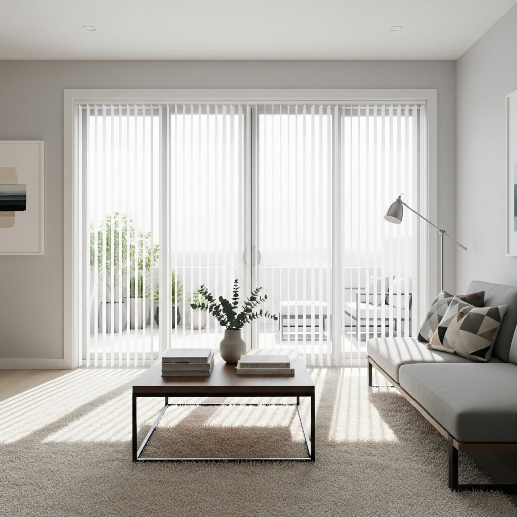 Modern Vertical Blinds on Sliding Door - Space Ideas World sliding glass door treatments