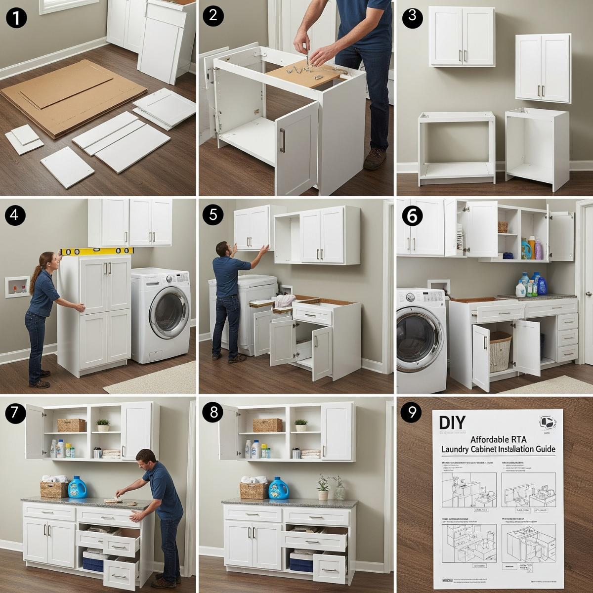 DIY Cabinet Assembly Process - Space Ideas World laundry room cabinet ideas
