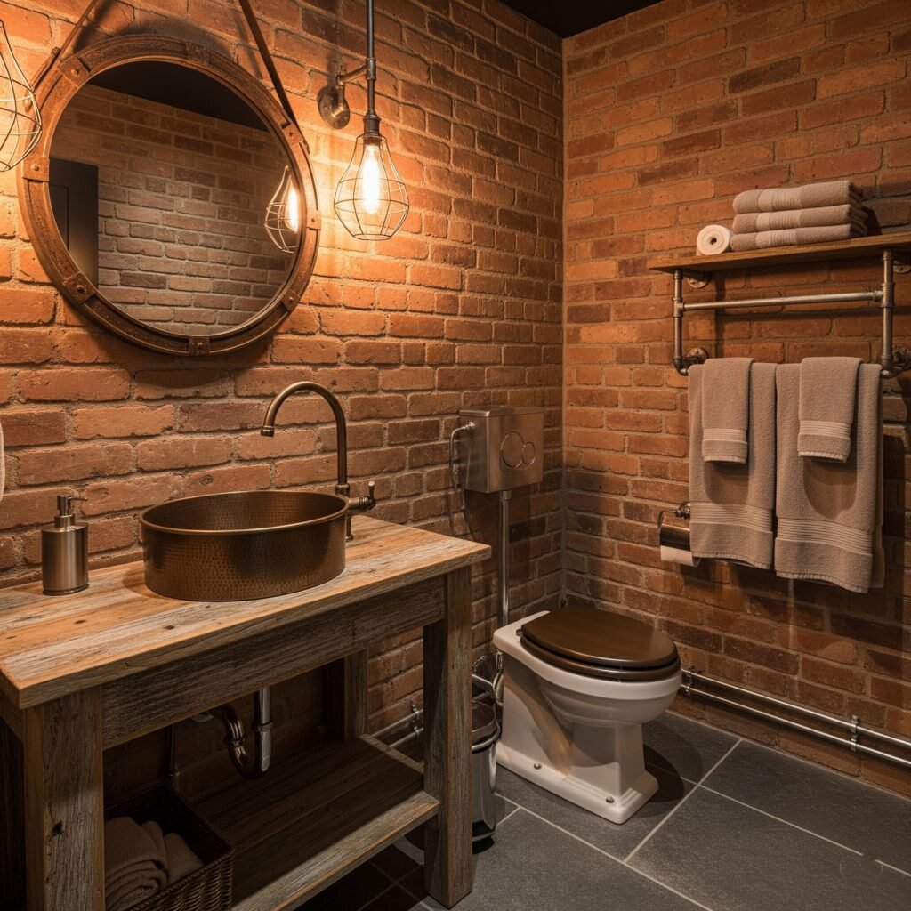 Industrial powder room - Space Ideas World bathroom remodel