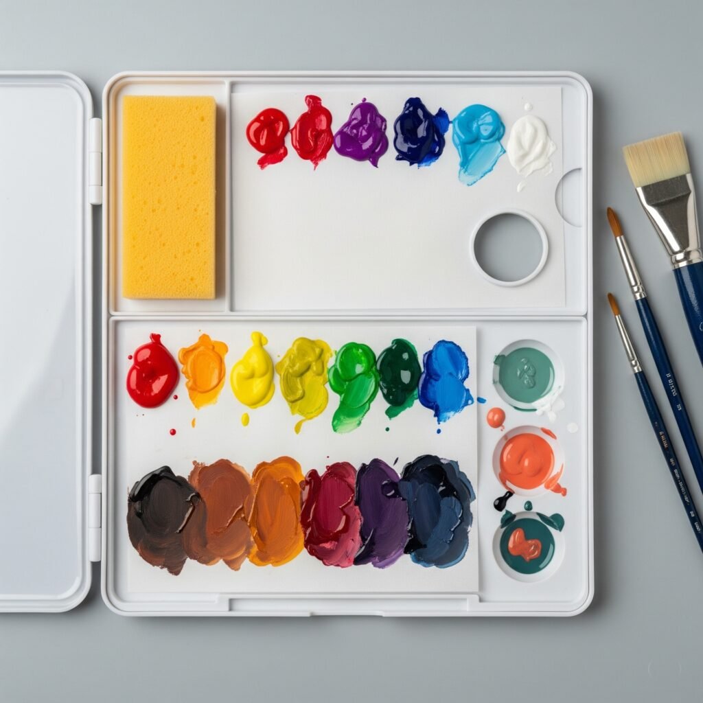 Professional stay-wet palette - Space Ideas World gouache painting