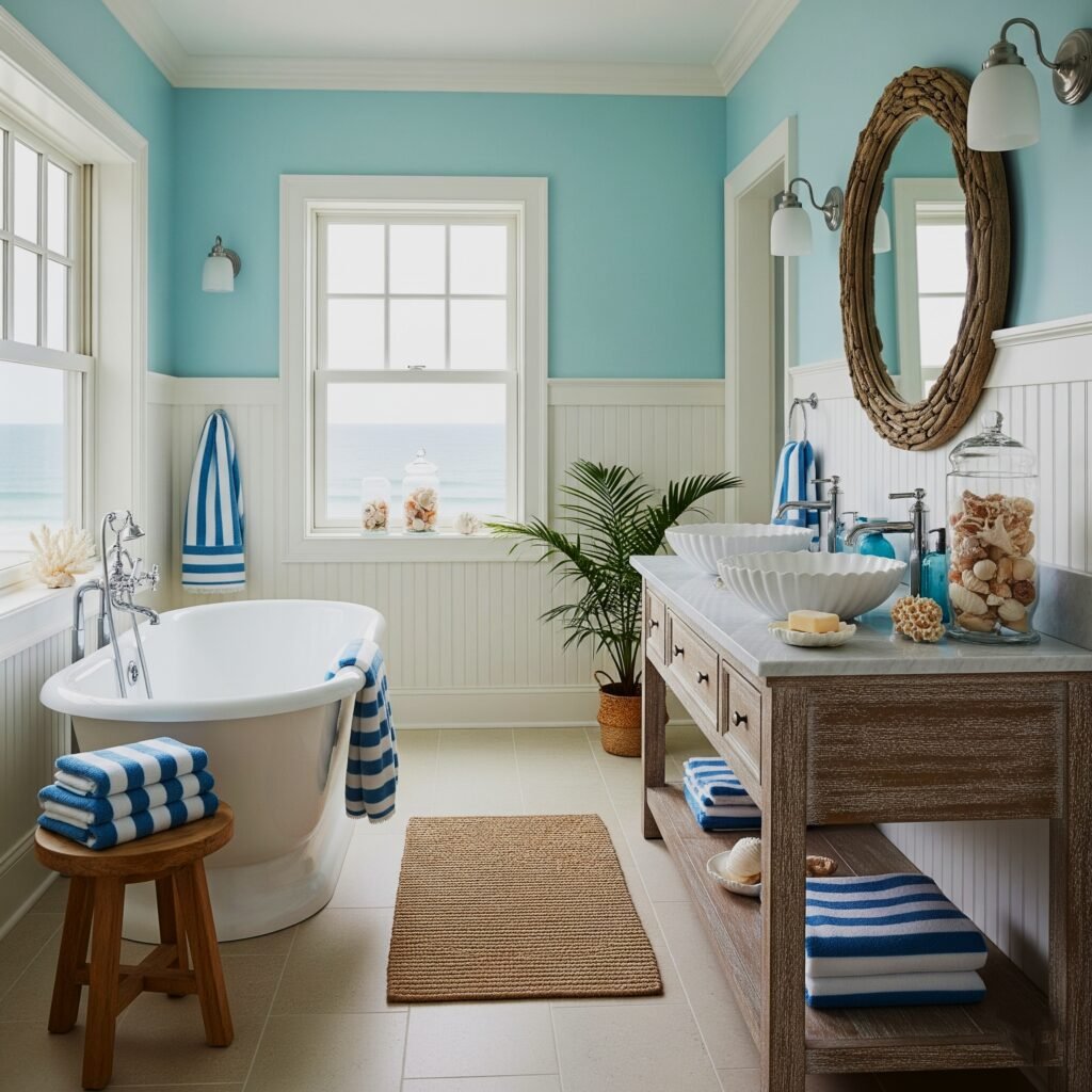 blue white renovation seaside - Space Ideas World Bathroom Redo Ideas