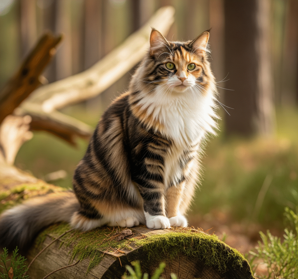 calico Norwegian Forest Cat - Space Ideas World huge cat breeds