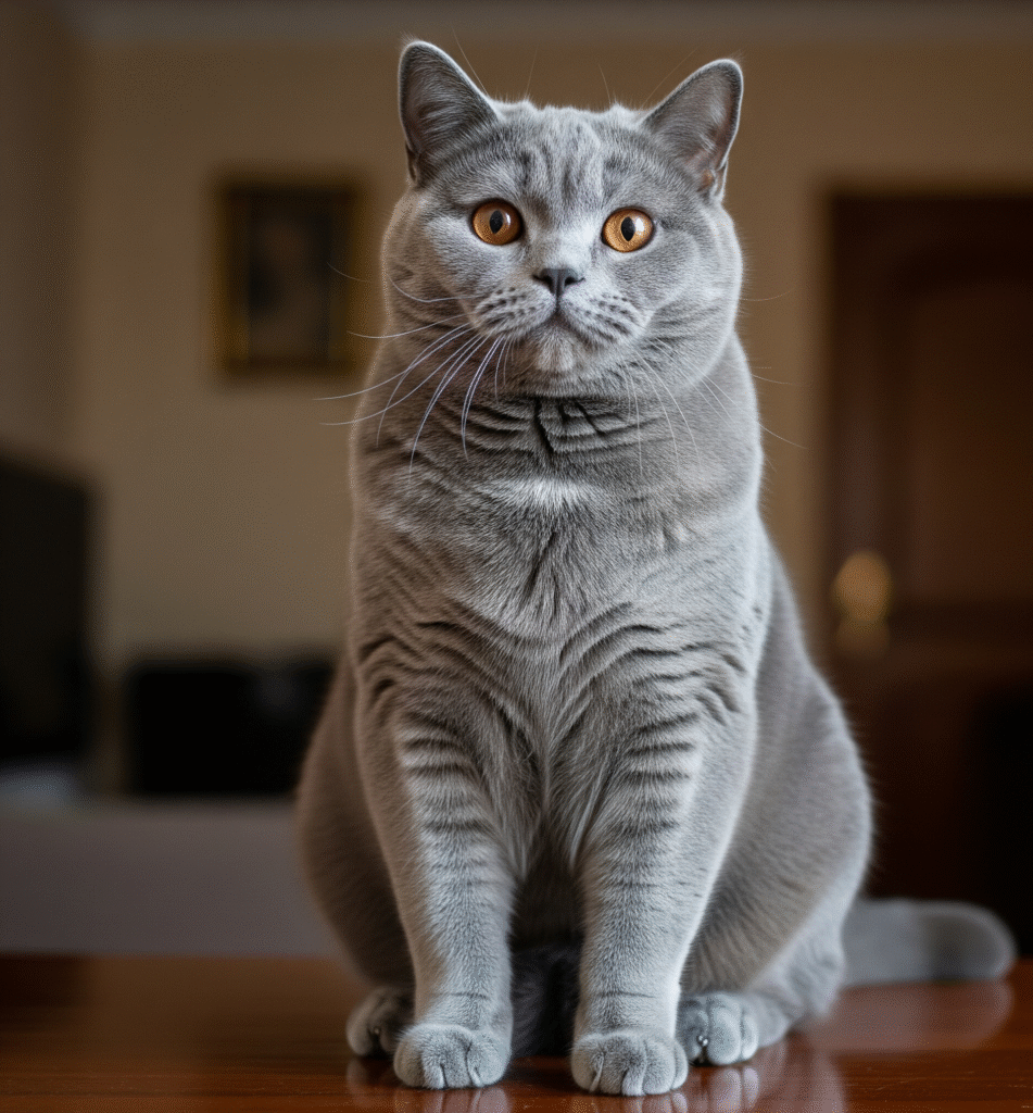 gray British Shorthair cat - Space Ideas World huge cat breeds