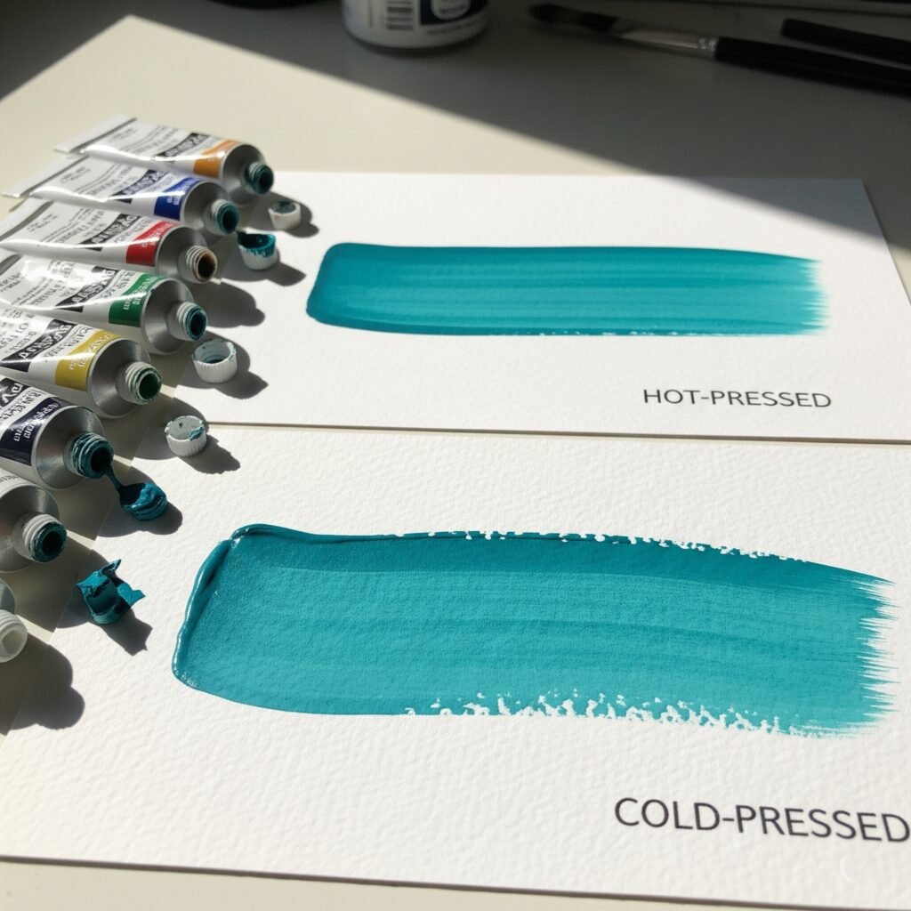 hot-pressed vs cold-pressed paper - Space Ideas World gouache painting