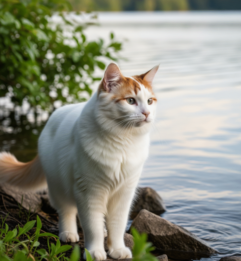 white Turkish Van cat - Space Ideas World large house cats breeds